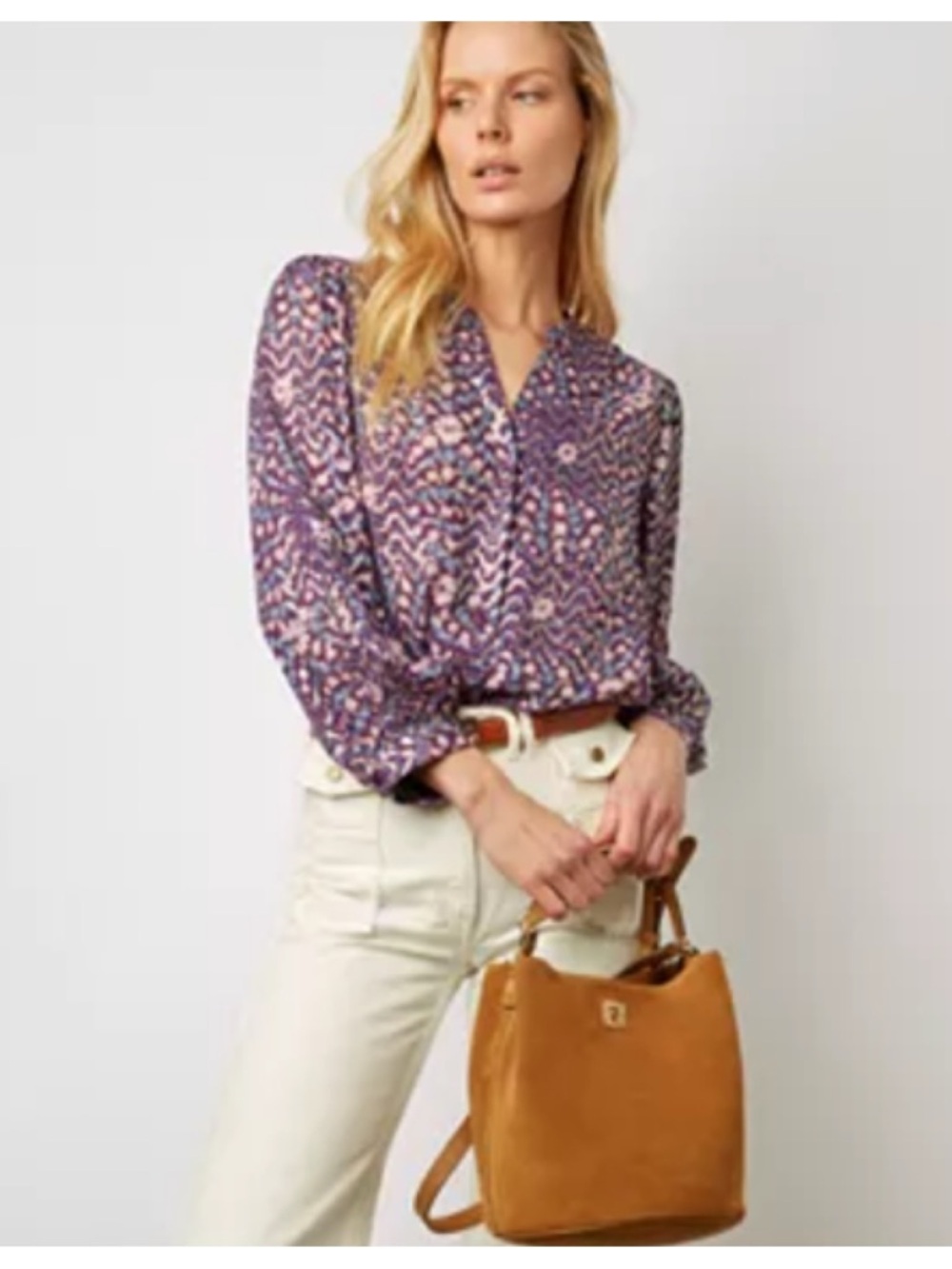 GERARD DAREL Akris Metallic Print Blouse - Picture 3 of 12